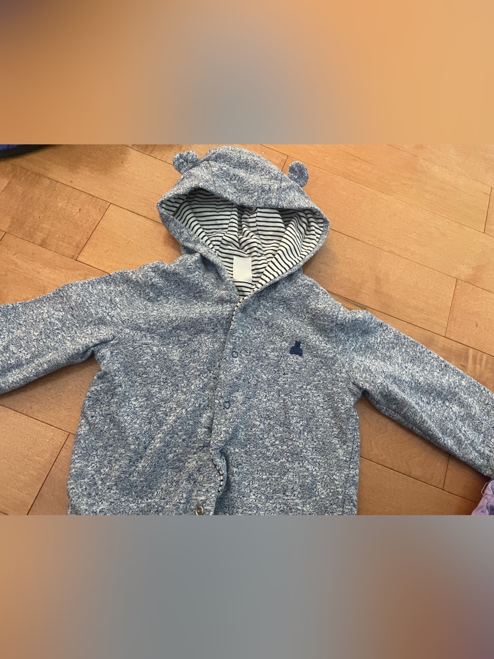 GAP Light Blue Knit Hoodie Jacket with Striped Lining